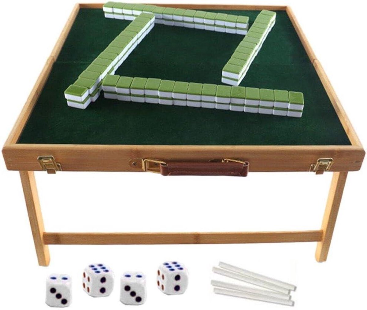 Mahjong Tafel - Chinese Spel - Spel Avonden - Inklapbaar Ontwerp - 50x50x23.6cm - Groen
