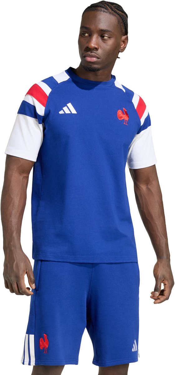 Adidas Performance Frankrijk Rugby Reis-T-Shirt Mannen Heren Blauw
