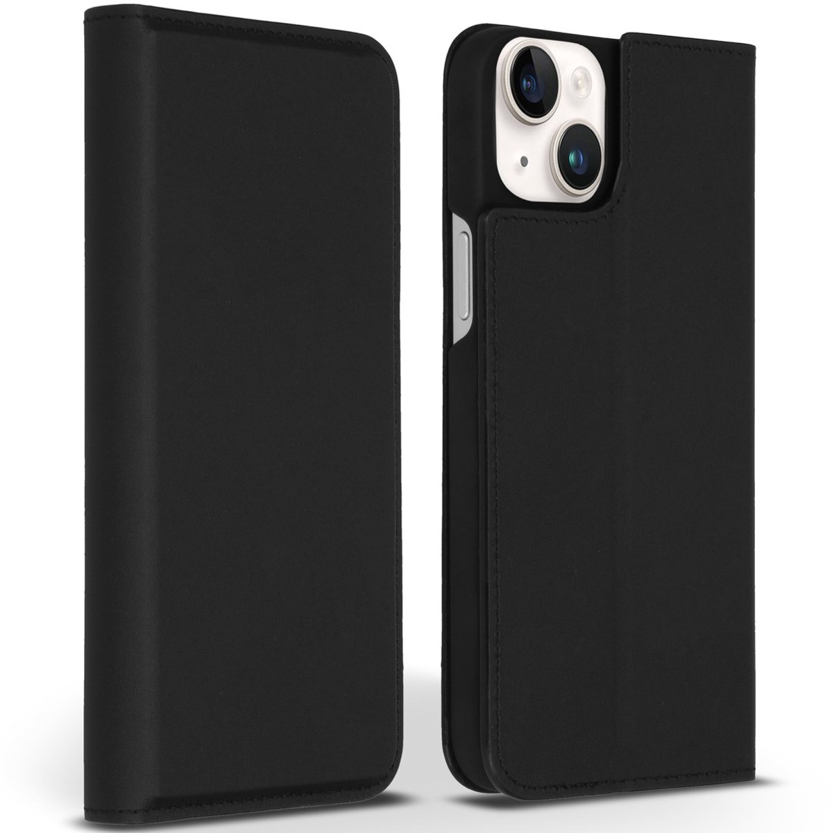 Accezz Hoesje - Geschikt voor Apple iPhone 14 Plus - Premium Leather Slim Bookcase - Zwart