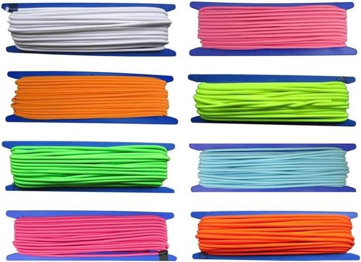 Elastisch touw - Expander koord - Outdoor bevestiging - Fluorescerend onder blacklight - 5 mm x 20 meter - Wit