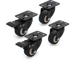 Waytex 37420 set met 4 wielen voor koffer en kast, netwerk, waarvan 2 wielen met rem, 4-punts bevestiging, tot 200 kg, diameter 50 mm, totale hoogte 70 mm