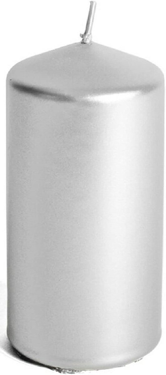 Set van 6 Pillar Kaarsen 37 uur Metallic Zilver Cilinder Wax Xmas Pilar Kaarsen