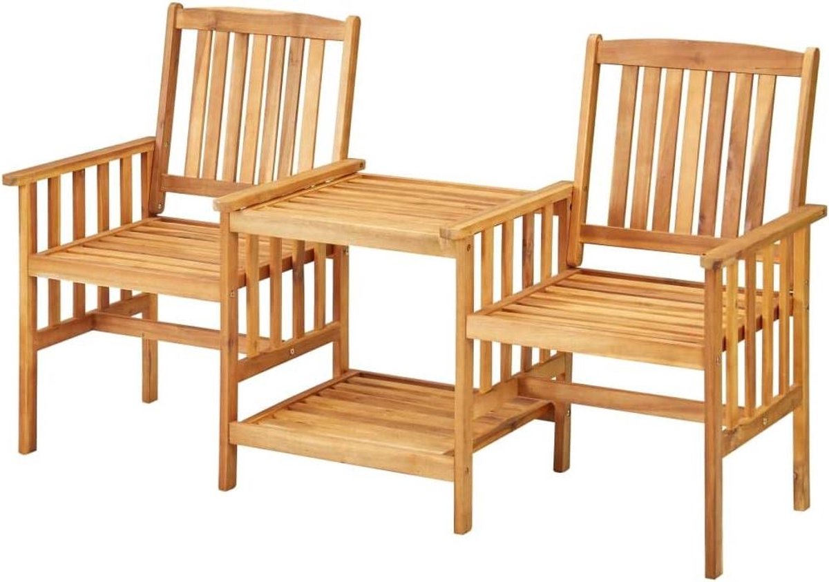 Tuinbank met tafel - Buitenbank 2-zits - Ontspannen buiten zitten - Massief acaciahout - 159 x 61 x 92 cm