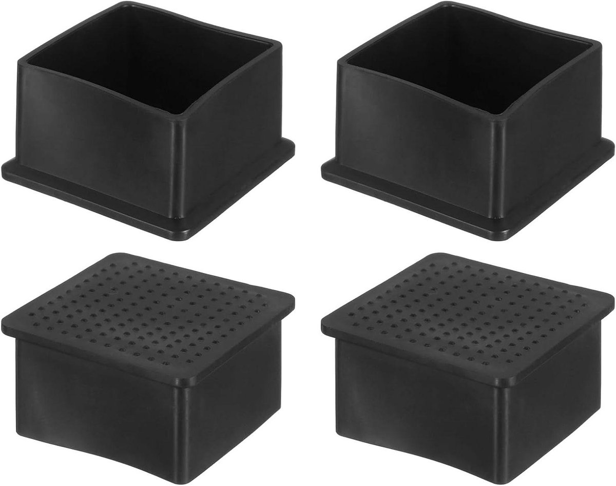 Stoelpootbeschermers - Meubeldoppen - Vloer Beschermen - Eenvoudige Installatie - 4 stuks 50x50mm - Zwart
