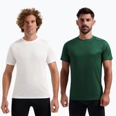 Rogelli Promo Heren 2 pack Sportshirt - Korte mouw - Wit/Groen