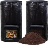 Ulisem - Compostbak - Herbruikbare tuinafvalzak - 34 Gallon (2 stuks) - Polyester - Waterdicht en scheurbestendig - Met ritssluiting - Voor groente- en tuinafval - Snel fermentatie - Zwart