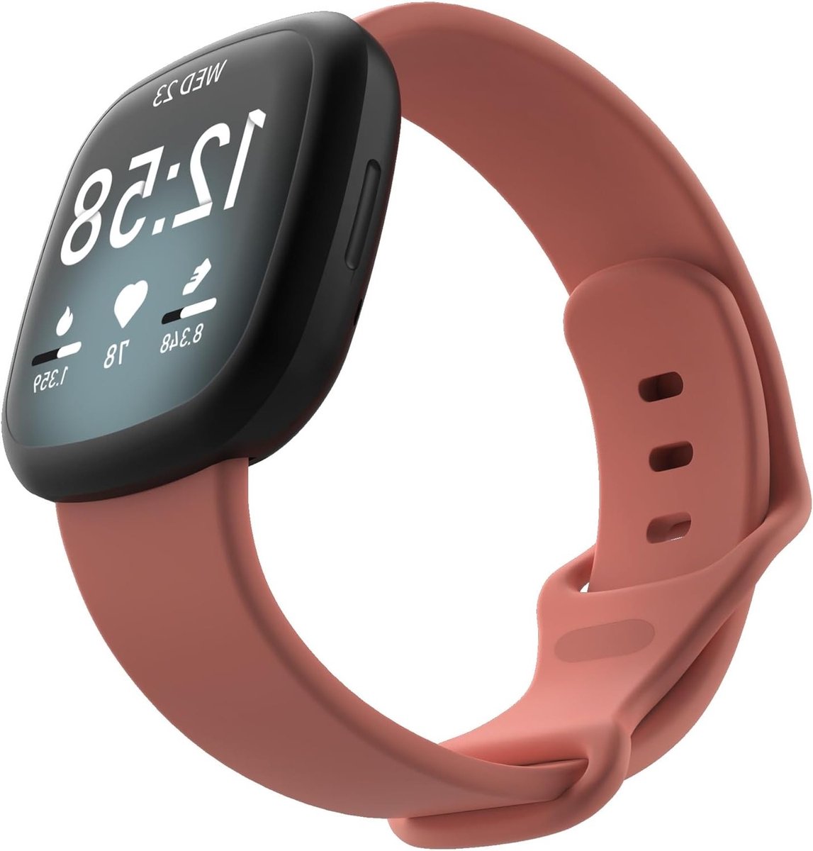 Ademende Siliconen Sportband voor Fitbit Versa 4, Versa 3, Sense 2 en Sense - Lichtroze, Comfortabel en Duurzaam