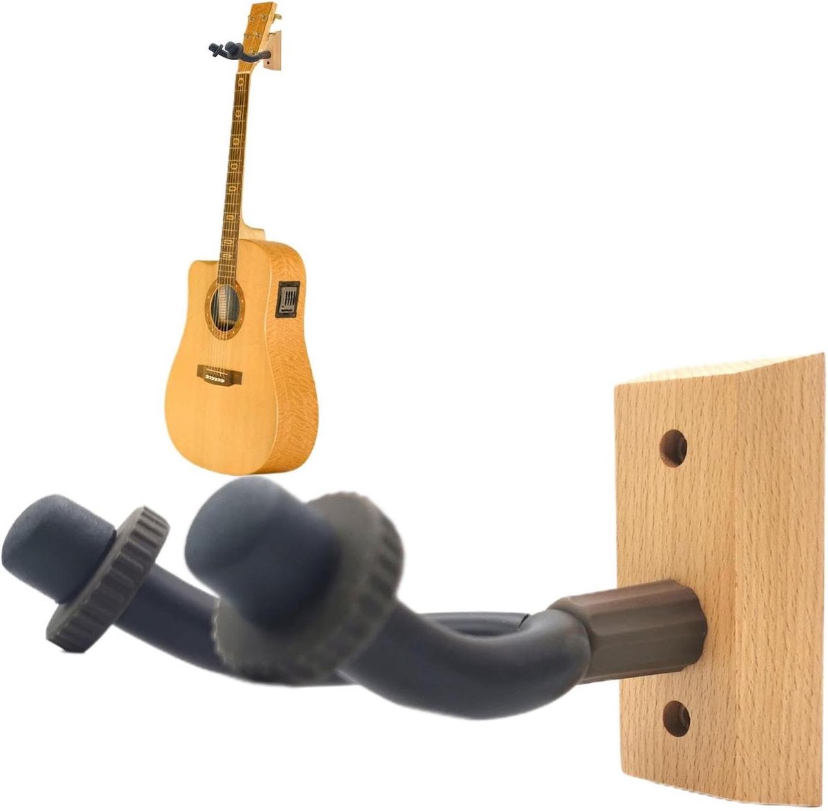 Gitaar Wandhanger - Muziek Instrument Houder - Instrument Opslag - Slipvast U-juk - 14 cm Lengte - Houtkleur