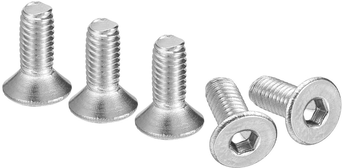 M3 x 8mm RVS verzonken schroeven - 100 stuks, metrische standaard, hexagonale inbus, roestvrij staal
