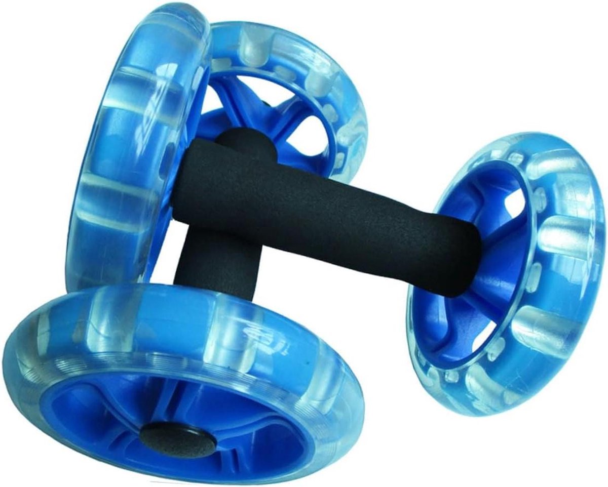 Fitness Wielen - Buikspier Trainer - Core Training - Dubbele Wielen - 20 cm - Blauw