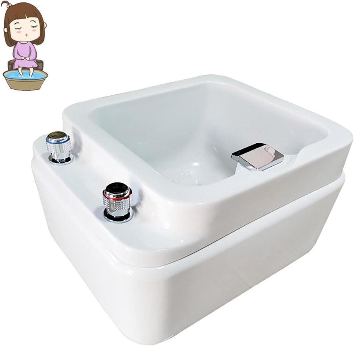 Acryl Gootsteen - Voetenbad Spa - Ontspanning Thuis - Ingebouwde Massage - 46 kg - Wit