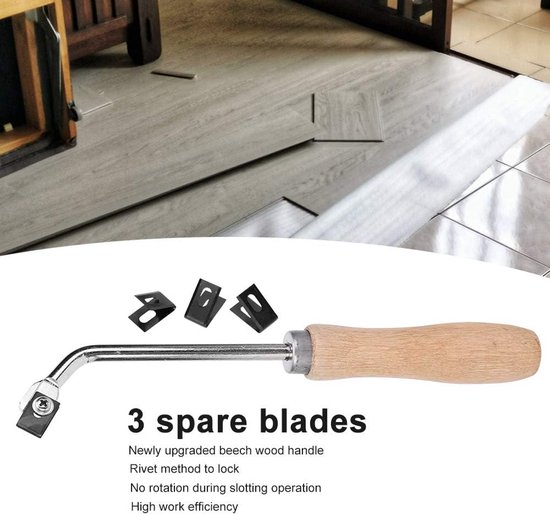 Steekmes PVC vloeren - Vloergereedschap groeven - Vloeren leggen - Beukenhout handvat - 3 extra messen - Niet gespecificeerd — afbeelding 3