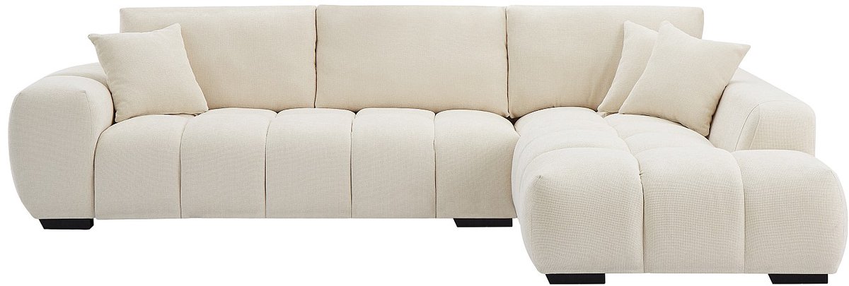 Vente-unique Hoekbank rechts in getextureerde beige stof BERENIA van Maison Céphy