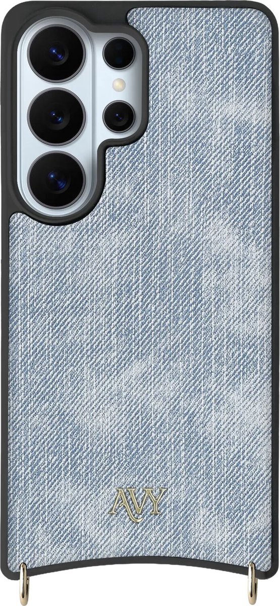 AVY Leren Hoesje geschikt voor Samsung Galaxy S26 Ultra | Compatibel met MagSafe | Kunstleren Case | Back Cover | Haakjes voor koord | Denim