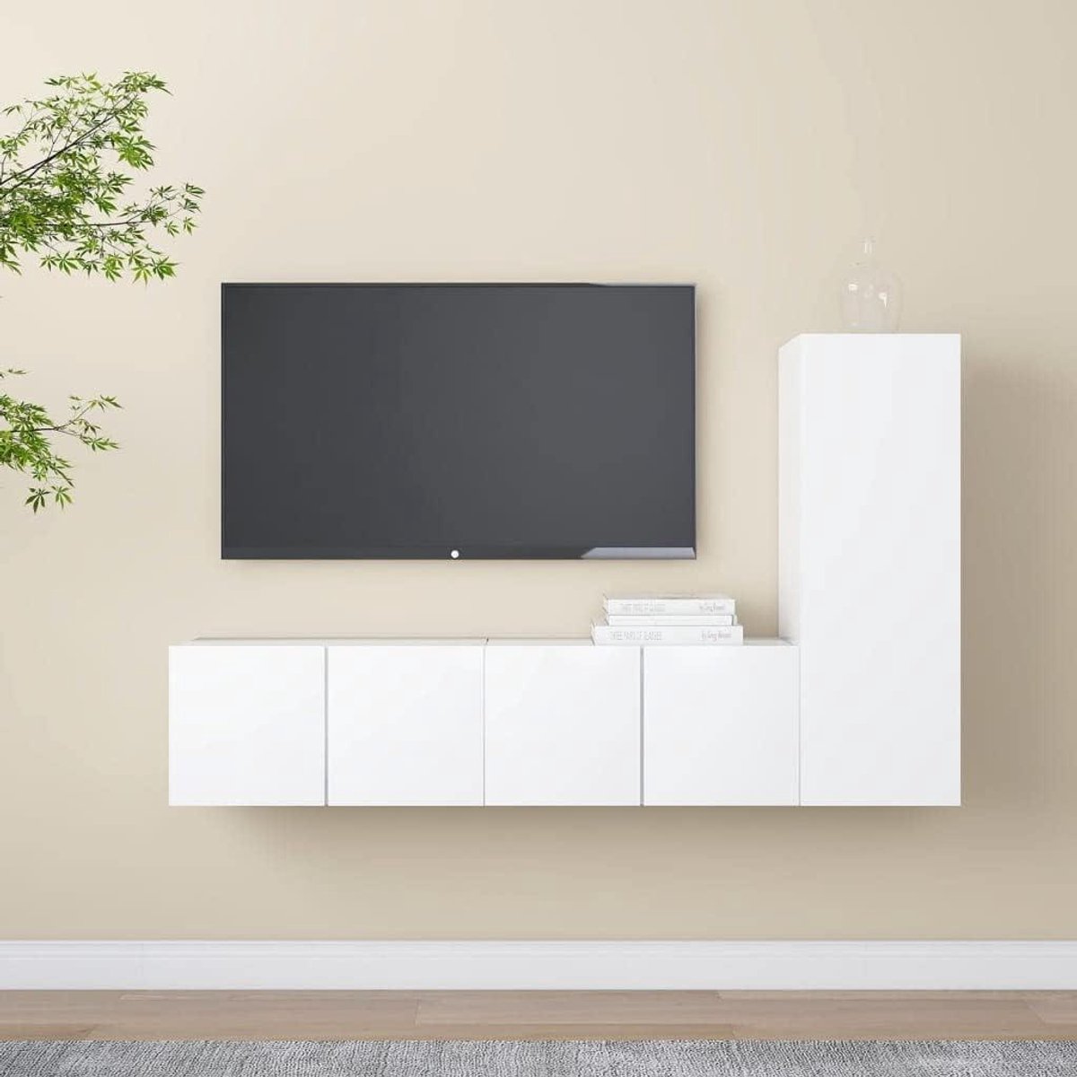 TV meubel set - Wandmeubel - Woonkamer Inrichting - Veel Opbergruimte - 3 Delig - Wit
