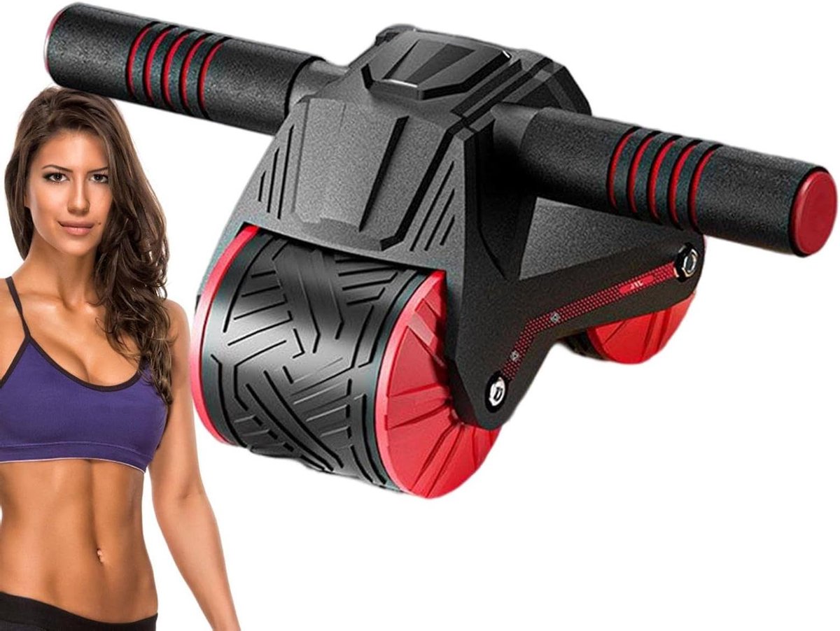 Buikspierwiel - Fitness Wiel - Core Training - Automatische Rebound - 24 cm Breed - Zwart