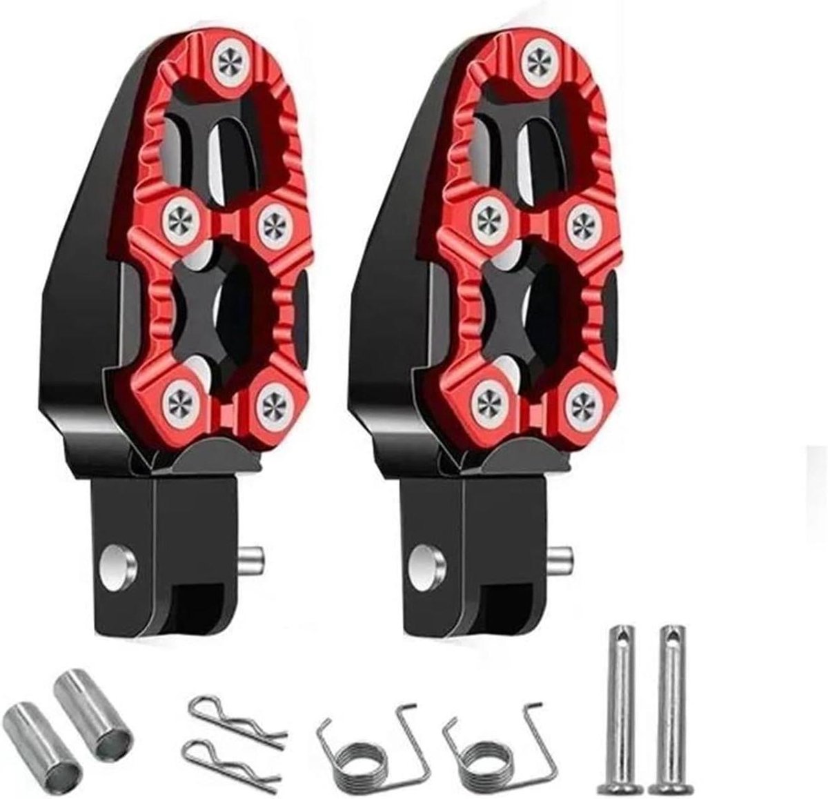 Motorfiets Voetsteunen - Achterpedalen - Comfortabel Rijden - Universele 8mm Draad - Set van 2 - Zwart