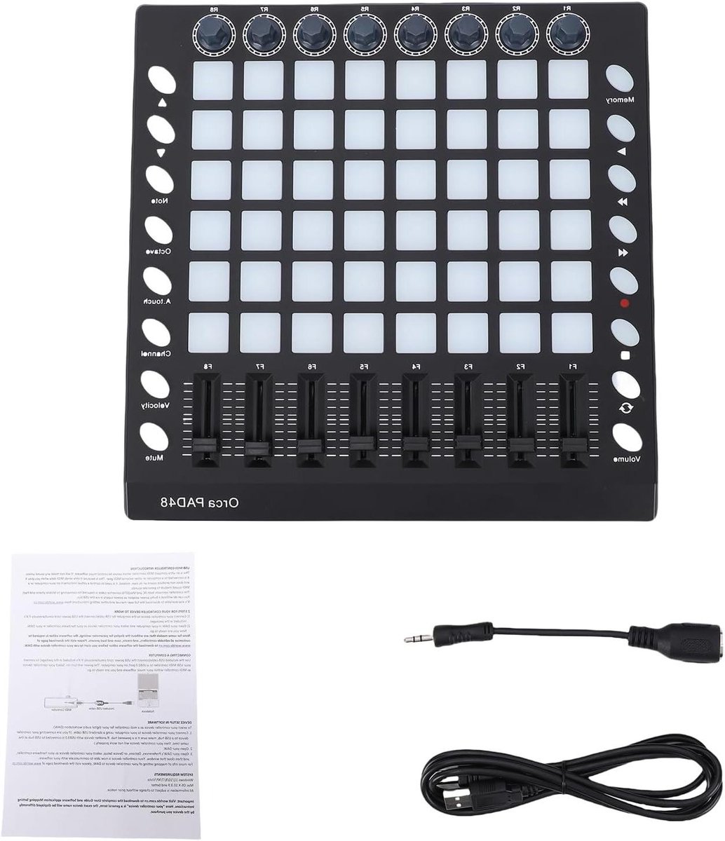 MIDI Controller - Drumpad USB - Muziek Maken - 48 RGB Pads - 25.6 cm - Zwart