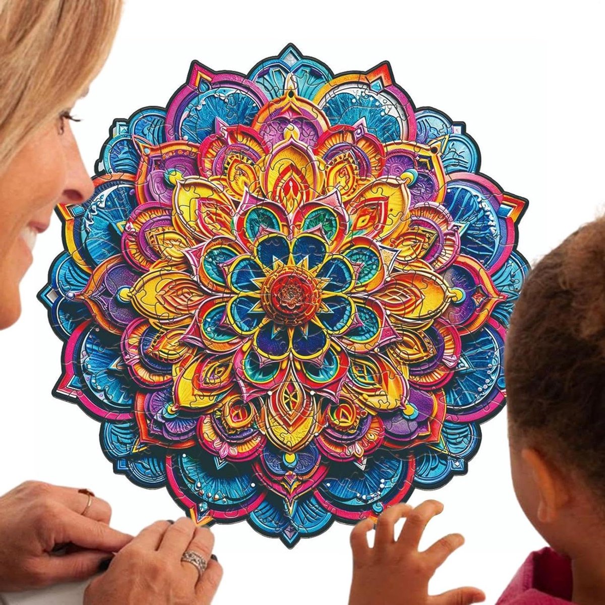 Houten Puzzel - Gesneden Puzzel - Cognitieve Ontwikkeling - Gedetailleerde Dierenstukken - 29 cm Diameter - Multicolor
