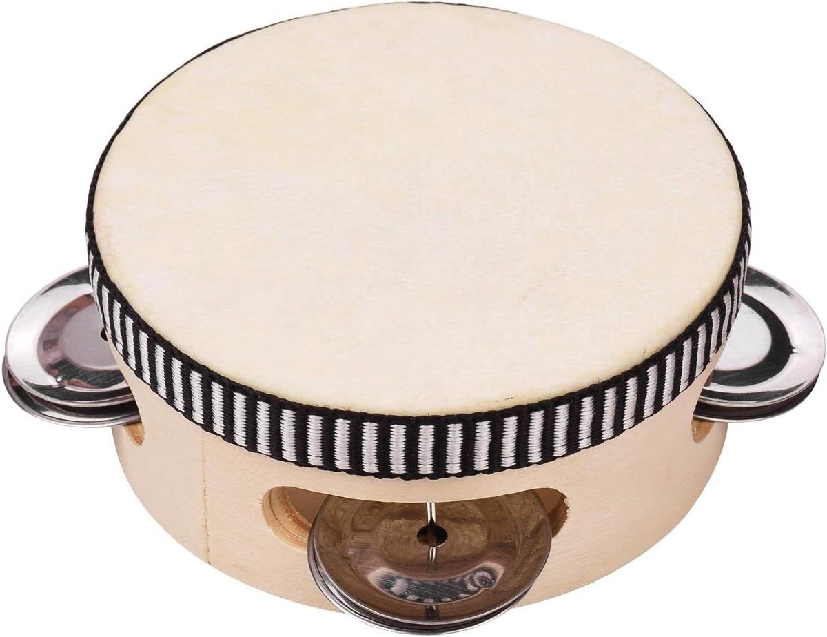 Hand Tamboerijn - Muziek Instrument - Muziek Maken - Houten Frame - 10 cm - Beige