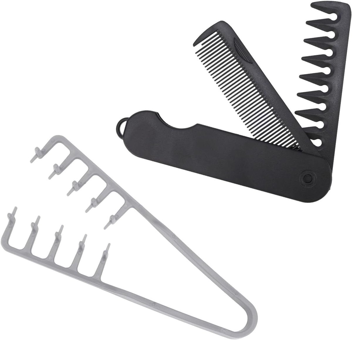 Pluizige Textuurkam - Vouwkam Heren - Haar Stylen - Dubbele Tanden - 2 Stuks - Grijs Zwart