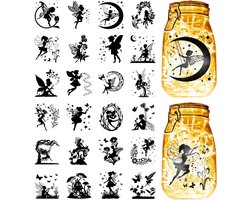 Fairy Jar Stickers - Feeën Silhouetten - Ambachtelijke Decoratie - Waterdicht PVC Materiaal - 24 stuks - Multi-color