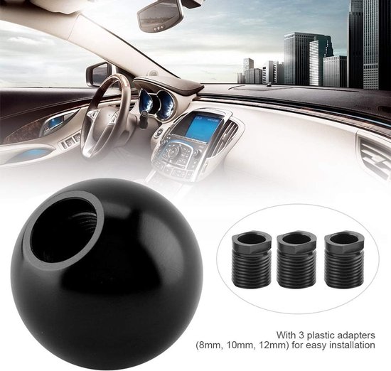 Versnellingspookknop Metaal - Pookknop Rond - Auto Aanpassen - Universele Pasvorm - 10 cm Diep - Zwart — afbeelding 4
