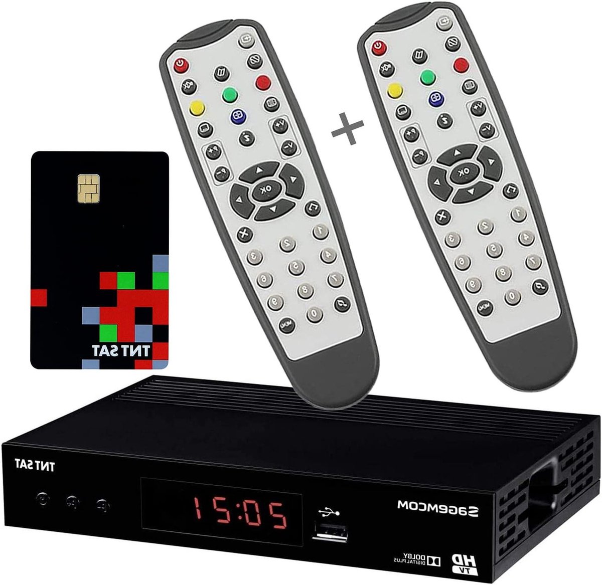 Satelliet TV Ontvanger - Decoder Box - Gratis Zenders Ontvangen - Inclusief 2 Afstandsbedieningen - 19 cm Breed - Zwart
