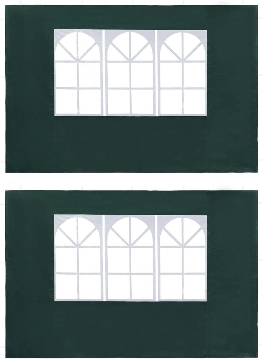 Partytent Zijpanelen - Tentwanden Paviljoen - Buiten Beschermen - Met Decoratieve Ramen - 300 x 195 cm - Groen