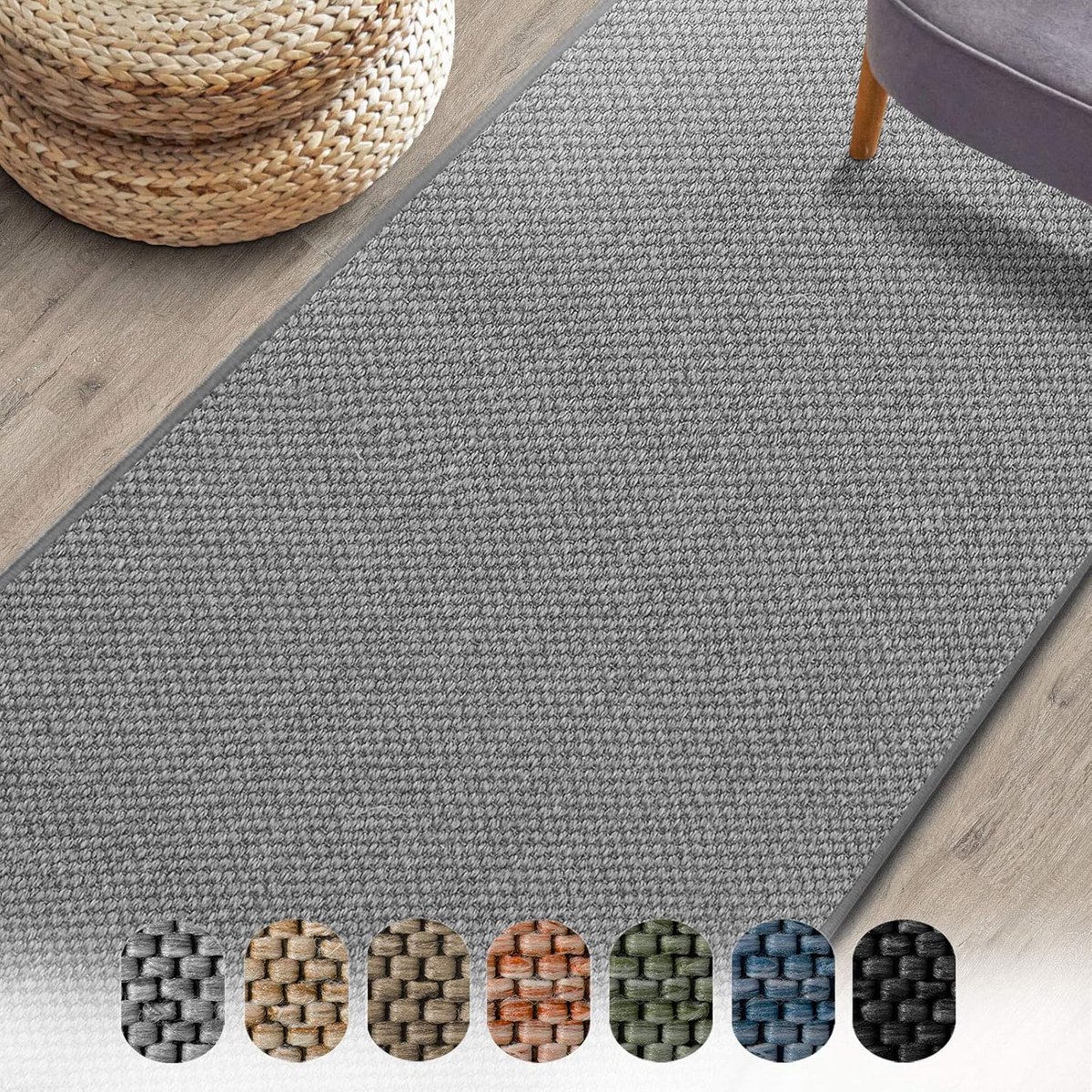Tapijt Loper - Sisal Look - Woonkamer Inrichting - Ondersteunt Vloerverwarming - 80 x 350 