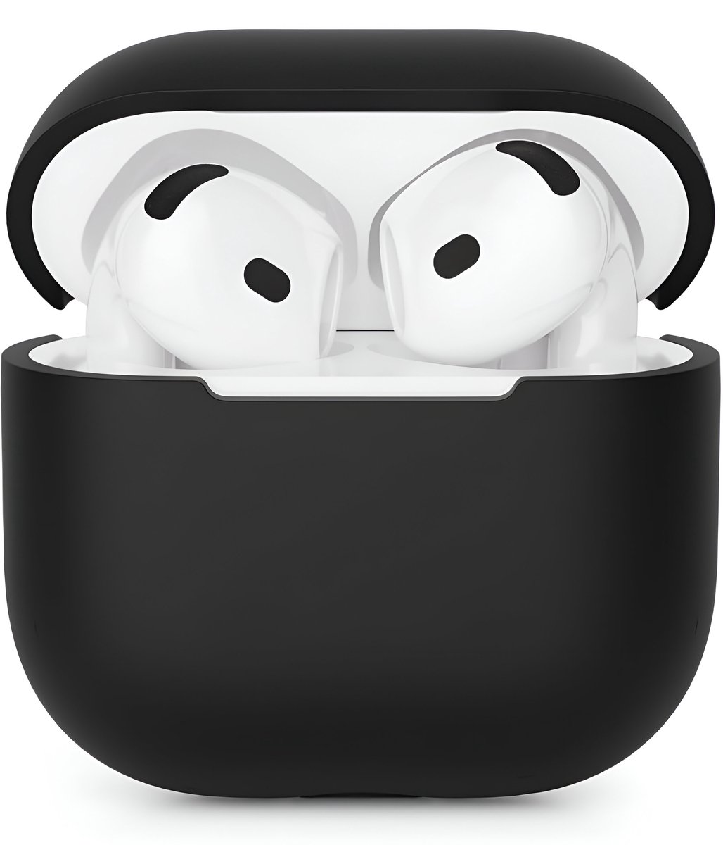 Studio Air Hoesje geschikt voor Airpods 4 - Zwart - Schokbestendige Siliconen Case
