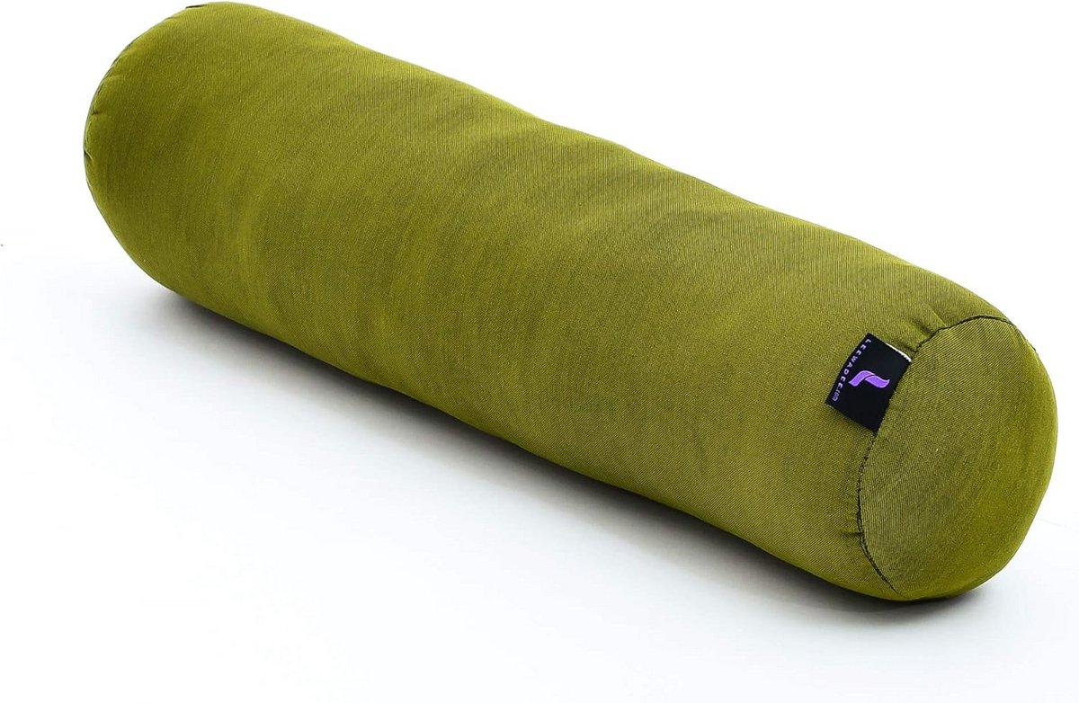 Yoga Bolster Kussen - Meditatie Rol - Ontspannen & Steunen - Natuurlijke Kapokvulling - 50 x 15 cm - Groen