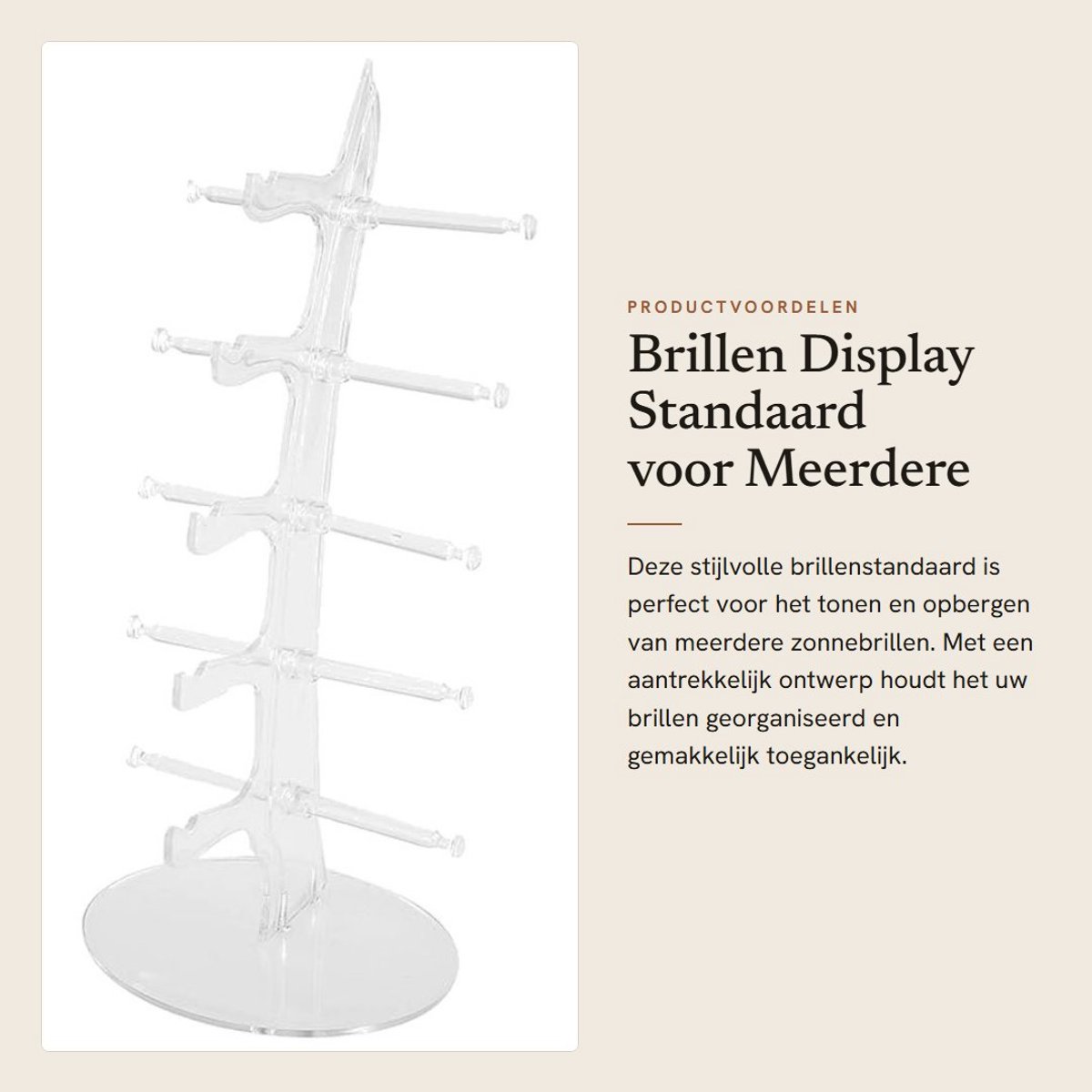 Dailygoods- Brillen Display - Hoogwaardig Kunststof - Brillenhouder - Zonnebril Rek - Minimalistische Stijl - Praktisch Accessoire - Brilhouder