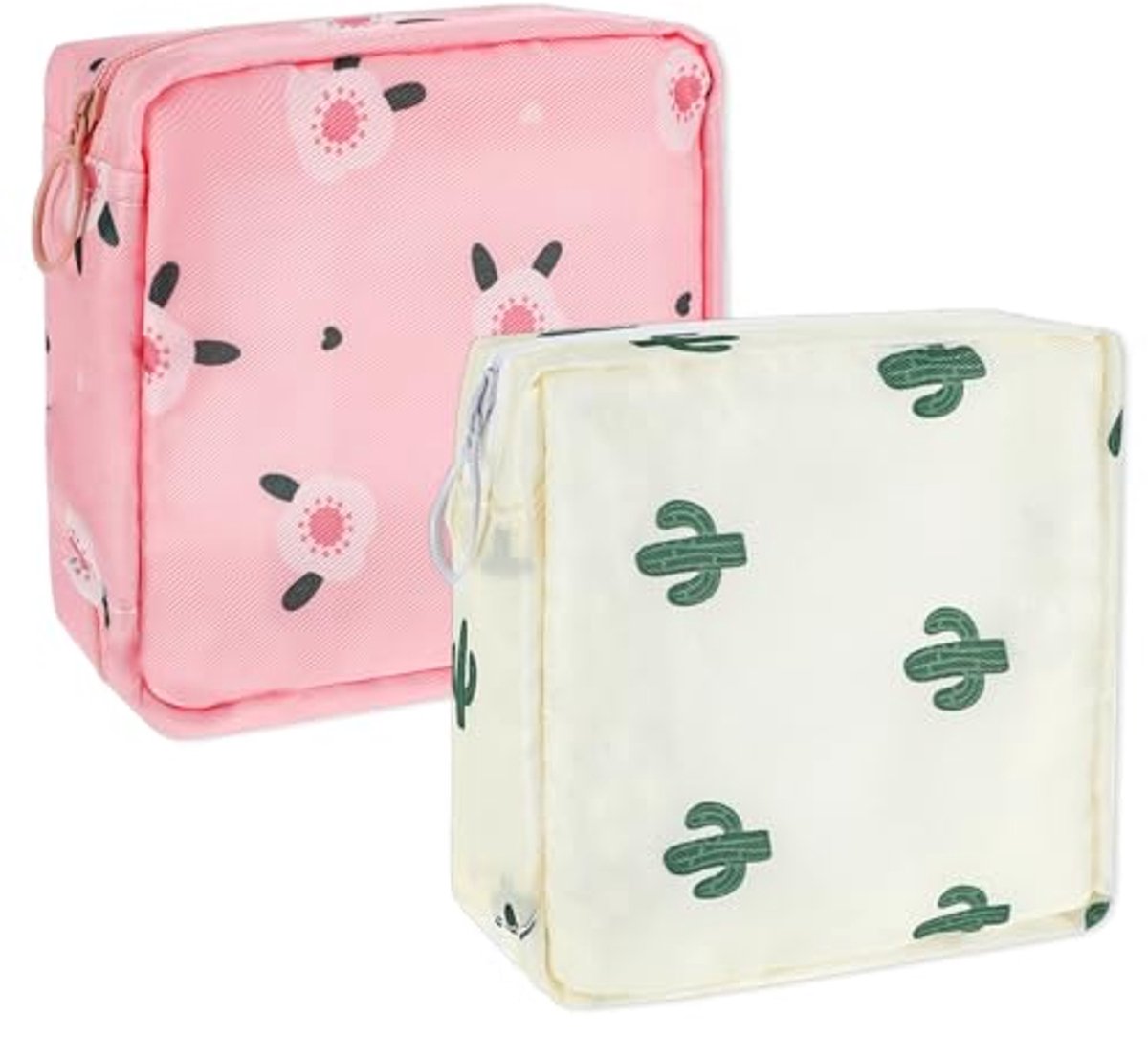 Menstruatie Tasjes - Opbergzakjes - Hygiëne en Privacy - Herbruikbaar en Waterdicht - 2 stuks - Roze en Wit