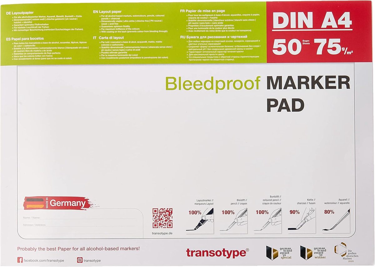 Alcohol Markers - Markeerpapier - A4 - 70 g/m² - 50 Vel - Voor Alcohol Markers