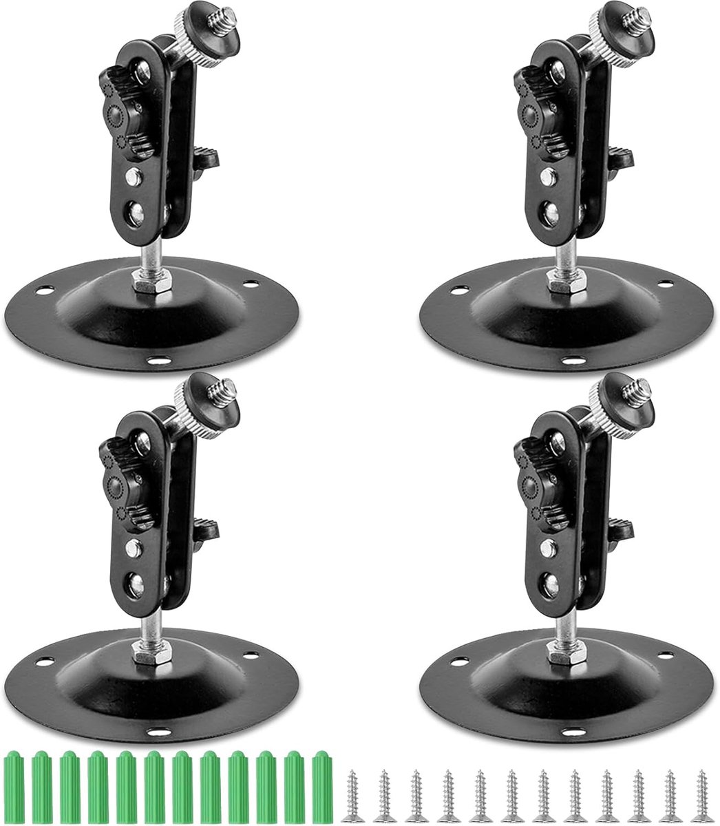 Camerahouder Muur - Wandbeugel Camera - Beveiliging Thuis - 360 Graden Verstelbaar - 4 Stuks - Zwart