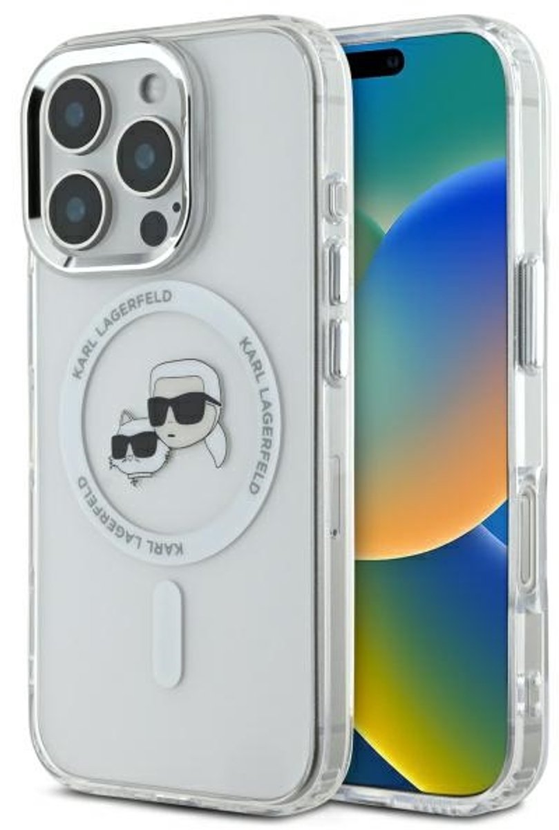 Karl Lagerfeld iPhone 16 Pro Max Back cover case - Magsafe IML metal - White