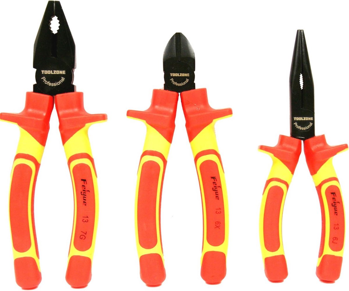 Tangenset VDE - Gereedschapset - Draadbewerking - Geïsoleerde Handgrepen - 3 Delig - Rood