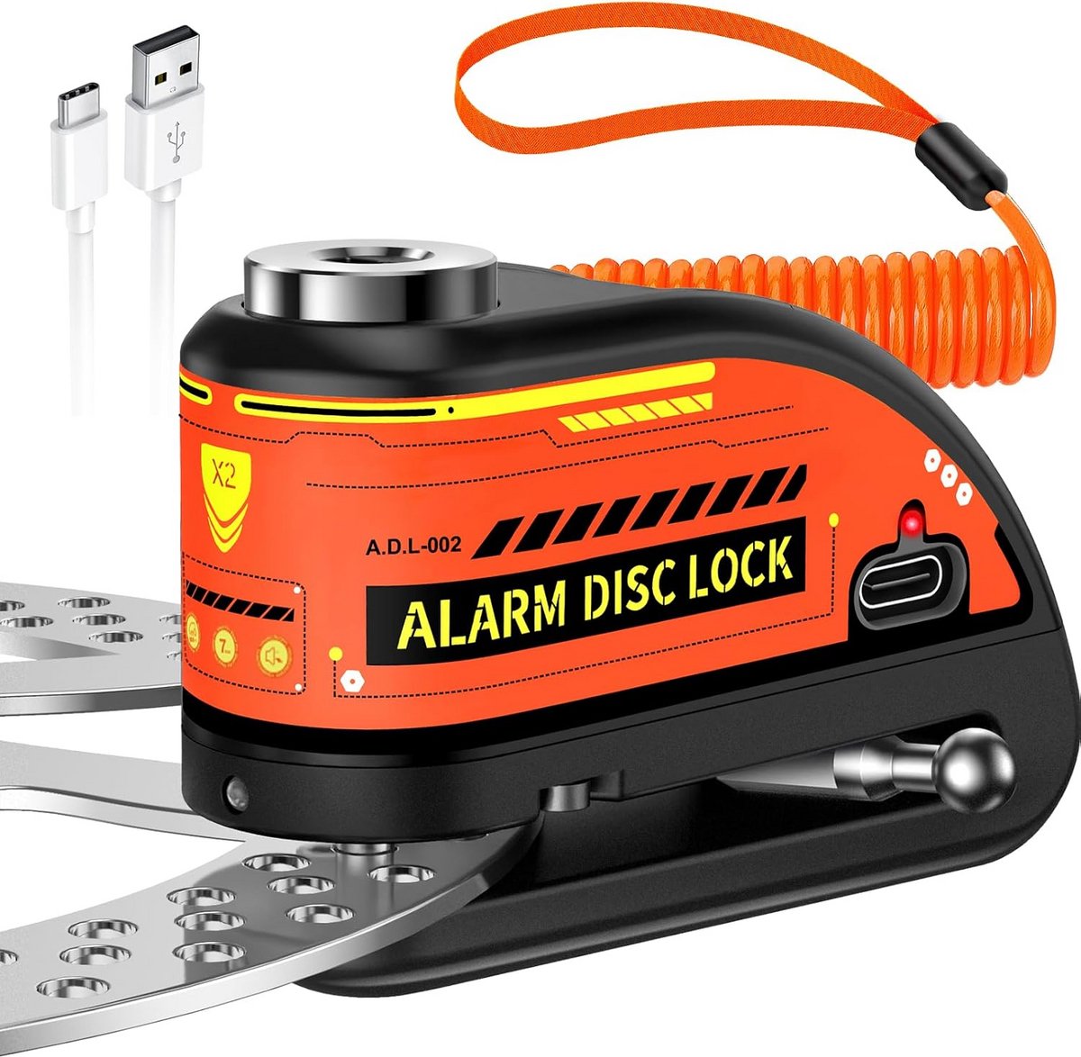 Alarmschijfslot - Motorschijfrem - Diefstal Beveiligen - 120 dB Geluid - 7 mm Pendiameter - Zwart