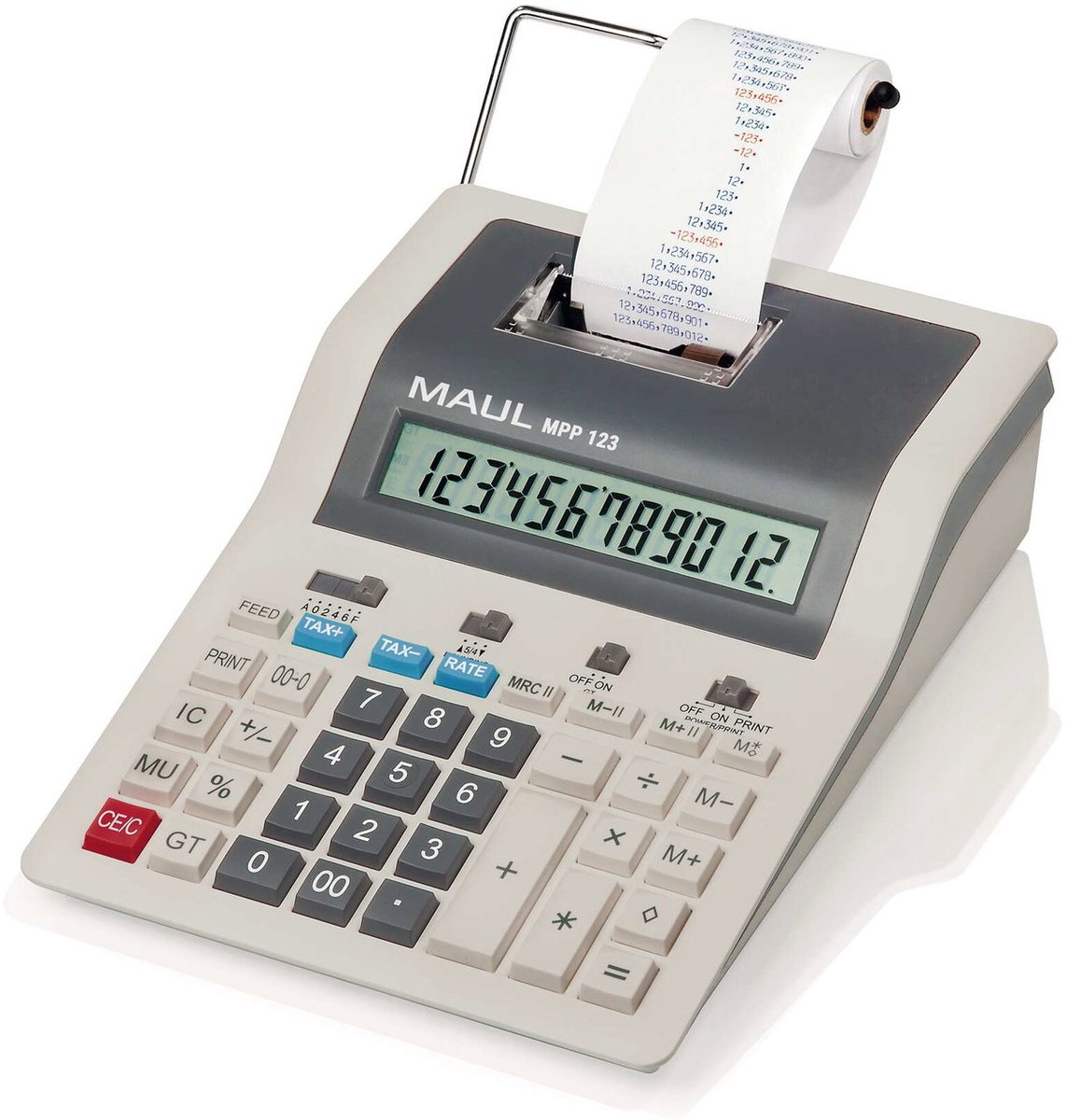MAUL printing Bureaurekenmachine MPP 123 - grijs - metaal - 1 stuk - 31.2 x 19.4 x 10 cm