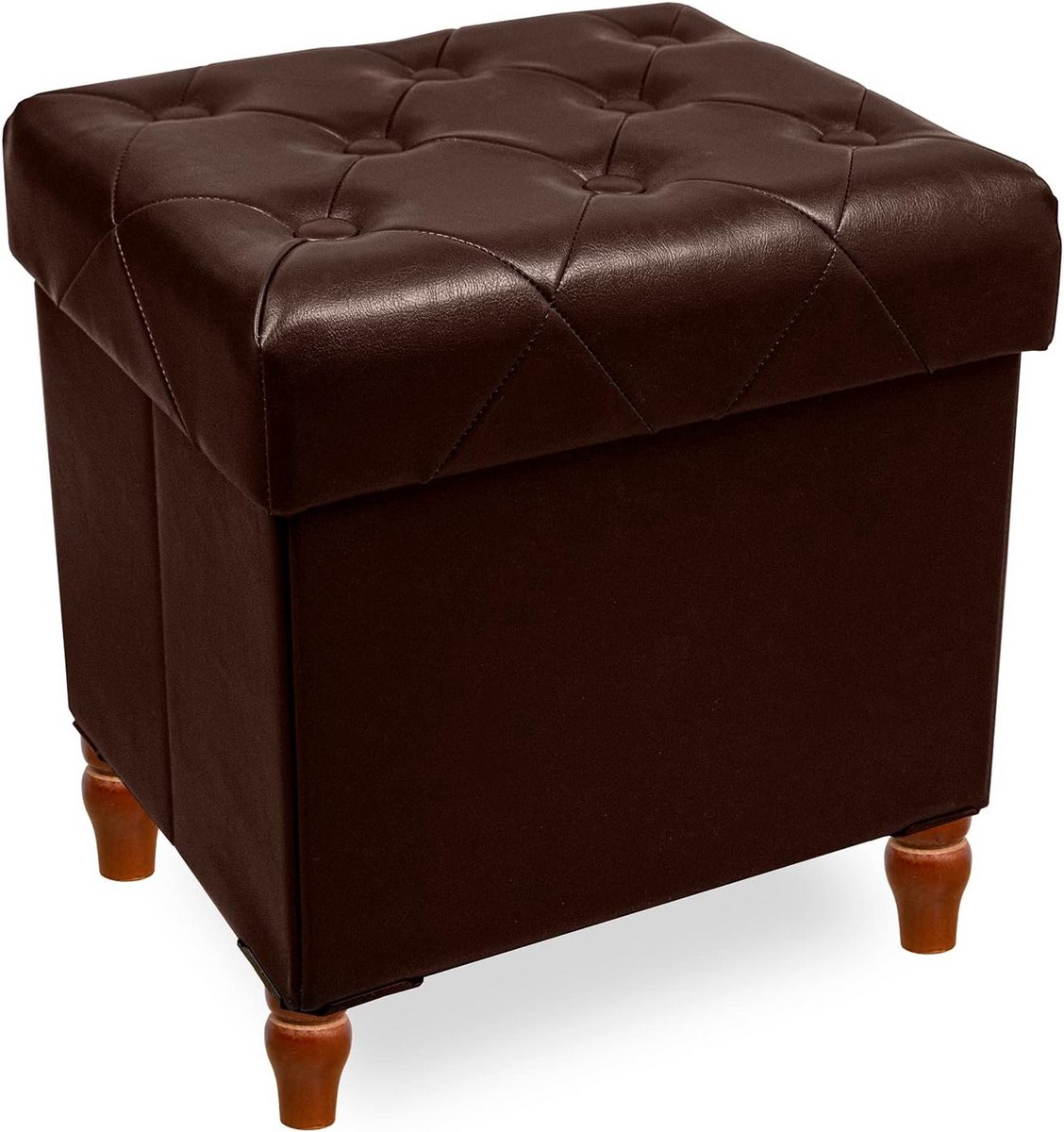 Opvouwbare opbergpoef - Ottomaanse kruk - Ruimte organiseren - Verborgen opbergruimte - 38x32x39 cm - Bruin
