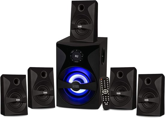 Surround Sound Systeem - Home Cinema Set - Film Avond Thuis - Bluetooth 5.1 Connectie - 6 Delig - Zwart