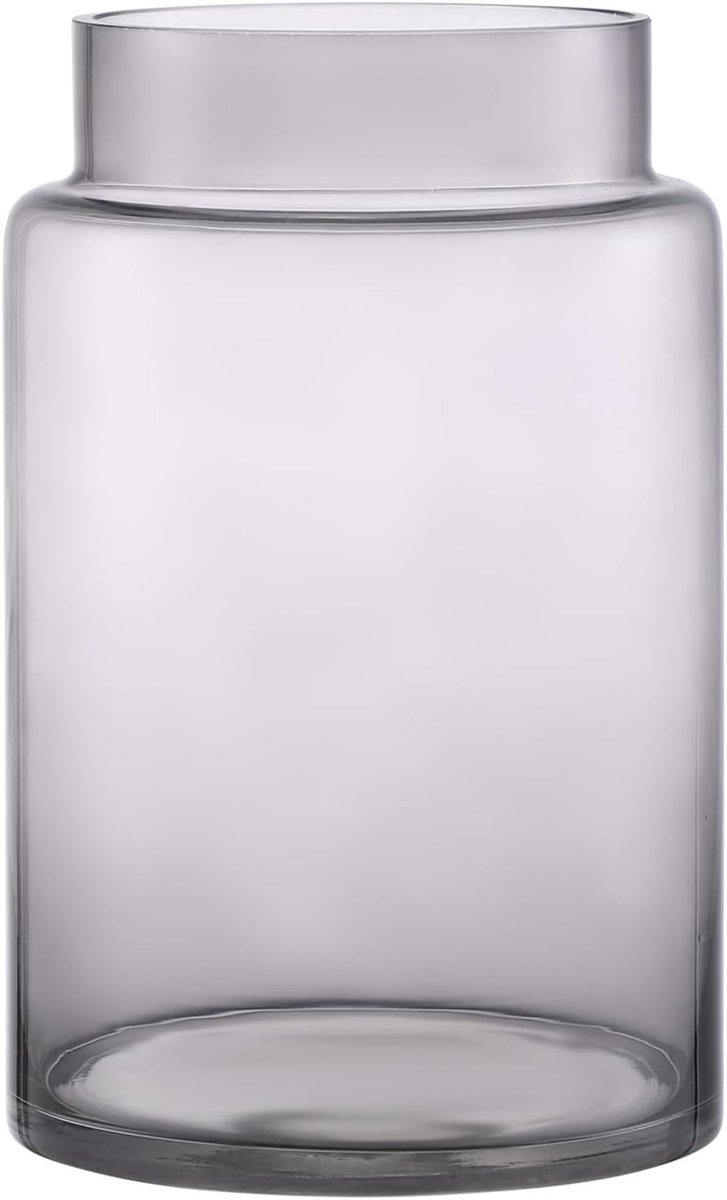 Elegante grote glazen vaas voor bloemen, hoge vaas met brede opening, perfect voor woonkamer, bruiloften en kantoorinrichting, 18CM hoog