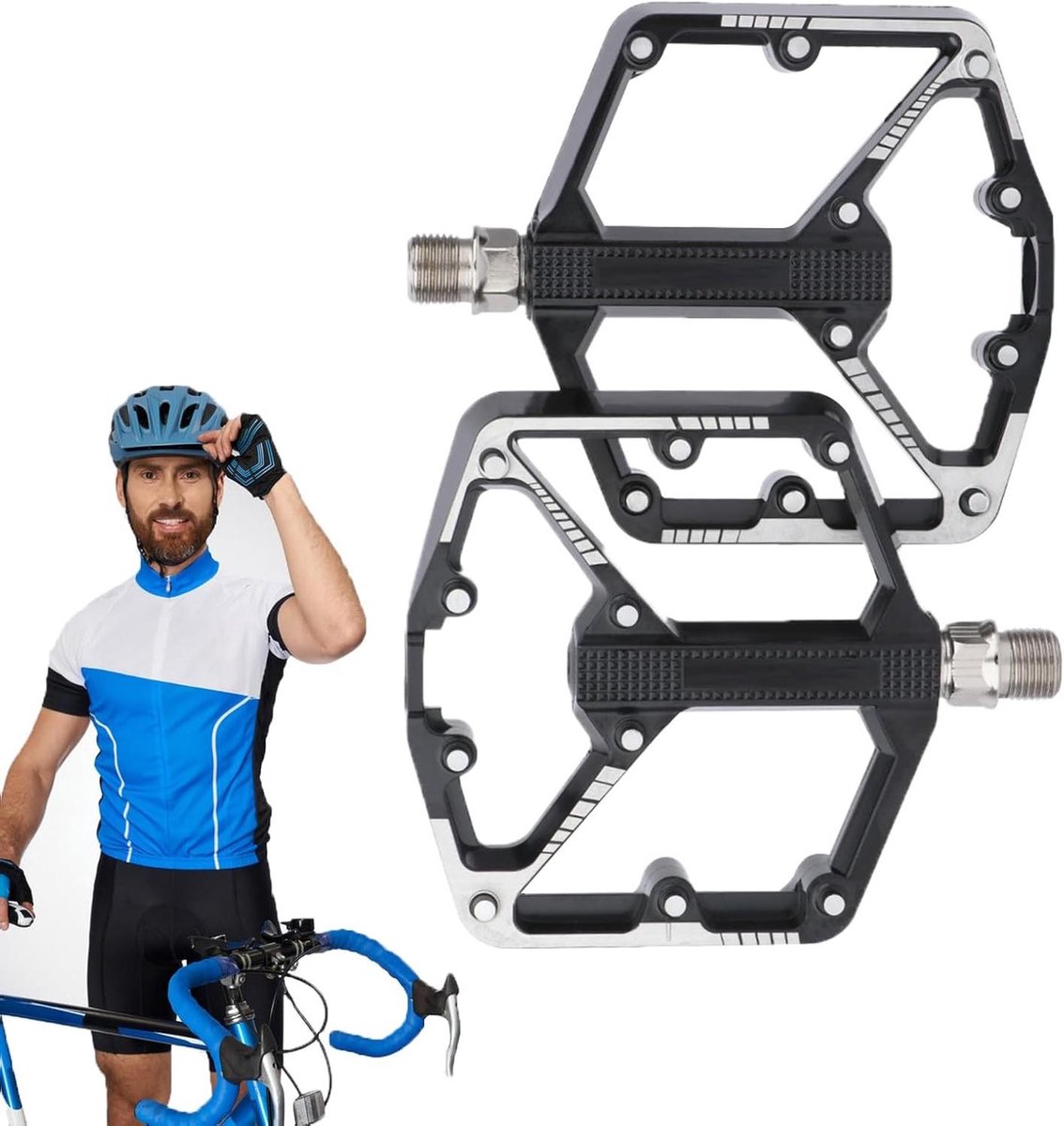 Fietspedalen - Brede pedalen - Outdoor fietsen - Lichtgewicht ontwerp - 23 cm - Zwart