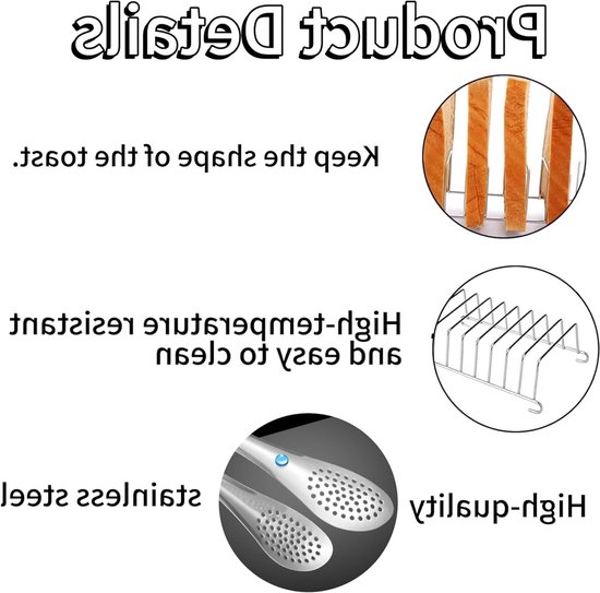 Air Fryer Toast Rack voor Perfect Geroosterd Brood, Ideaal voor Keuken, Restaurant en Feestjes - Inclusief Broodclip en Ondersteuning voor Air Fryer — afbeelding 2