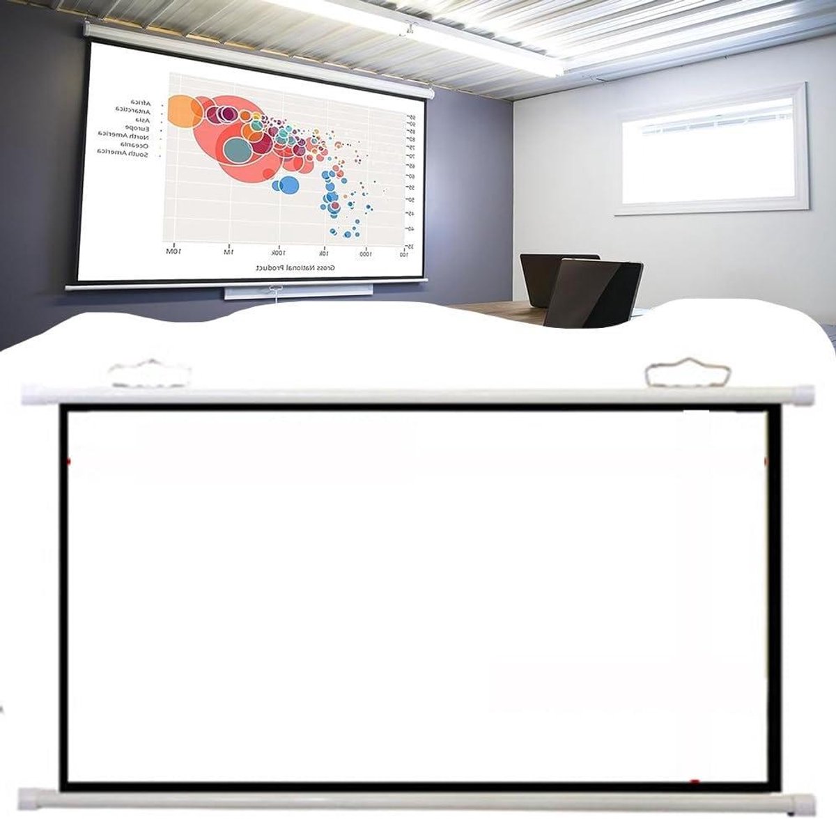 Draagbaar Projectiescherm - Filmscherm HD - Thuisbioscoop Creëren - Hoge Resolutie Glasvezel - Tot 72 inch - Wit