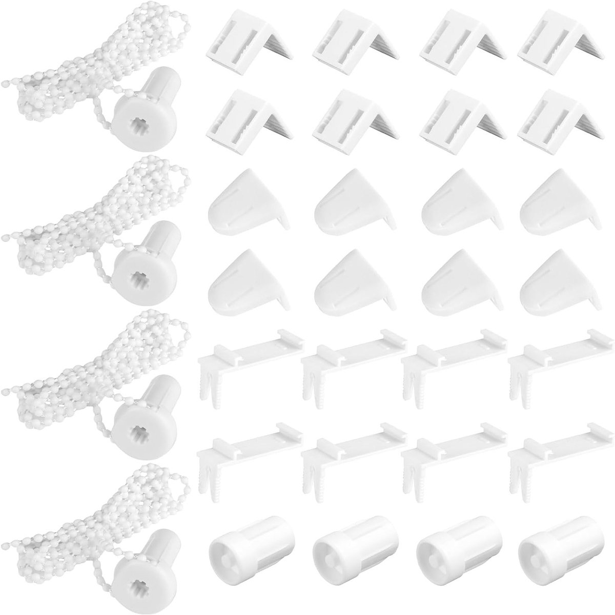 Set van 4 Klembeugels, 17 mm Reserveonderdelen voor Raamdecoratie, Klemsteunen voor Dubbele Rolgordijnen, Rolhouder Zonder Boren, Zijtrek Rolgordijn, Wit