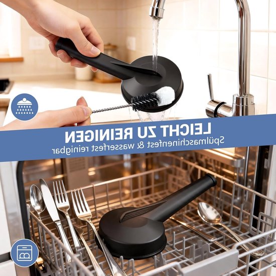 Siliconen stoomemmer met reinigingsborstel voor Thermomix TM7 - Stoomomleiding, stoomafvoer en bescherming voor hangkasten, zwart — afbeelding 5