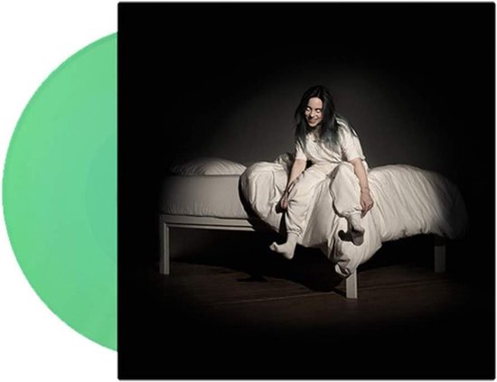 Groene vinyl LP met 'When We All Fall Asleep, Where Do We Go?' albumhoes van Billie Eilish.
