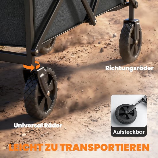 Bolderkar Opvouwbaar - Handwagen Tuinwagen - Spullen Vervoeren - Verstelbare Handgreep - 68 kg Draagkracht - Zwart — afbeelding 3